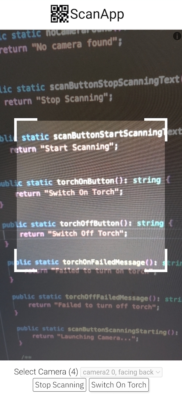 Screenshot of implementation